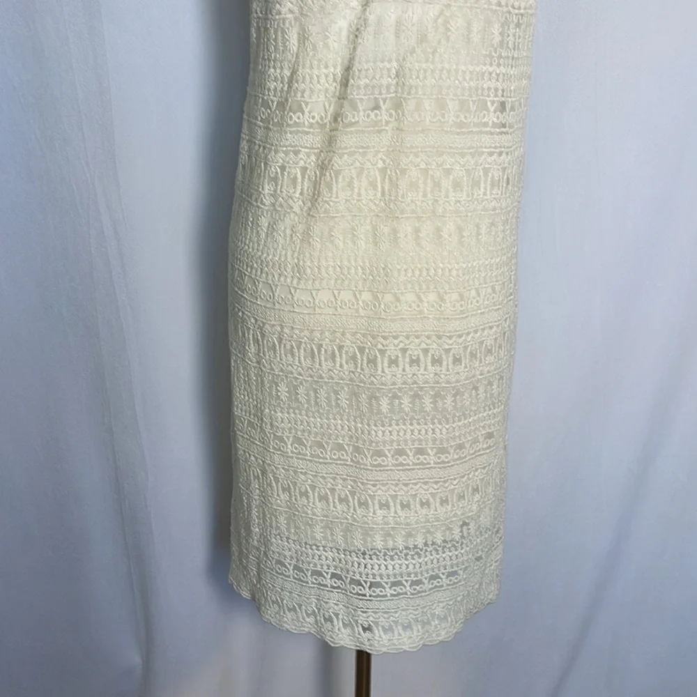 NWT MANGO Brenda Crochet Knee Length Dress Size S Ivory Lined Sleeveless Boho